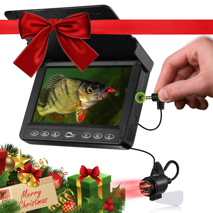 FishPRO Underwater Fishing Camera - MOQCQGR Portable 4.3'' 1000TVL (No Need Learn) Ice Fishing Camera Underwater 3-Grade IR Light, USB-C, 4X Zoom, Ice Fishing Fish Finder for Boat Lake Kayak, 65FT