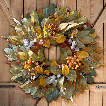 WANNA-CUL 22 Inch Eucalyptus Fall Front Door Wreath Harvest Farmhouse Decor