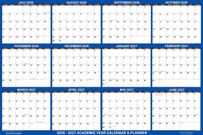 18x24 SwiftGlimpse 2026-2027 Academic Wall Calendar Dry Erase Erasable, Large, Wet & Dry Erase Laminated, Reversible, Yearly Planner JULY 2026 to JUNE 2027 ONLY