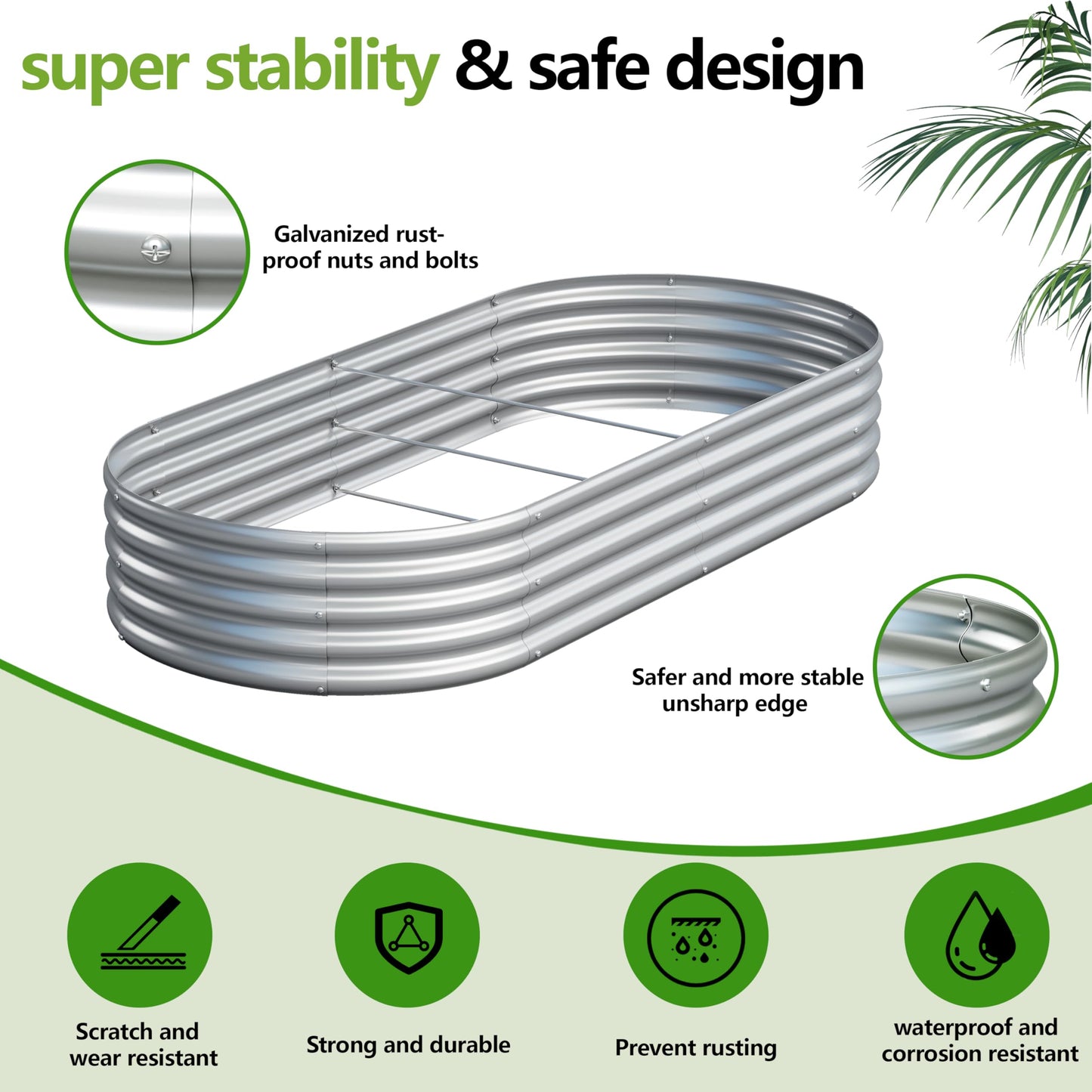 Easllre 2PCS 6x3x1ft Galvanized Metal Raised Garden Bed Kit,Outdoor Planter Box Vegetables,Flowers,Herbs Durable Rust-Resistant Patio Gardening Beds