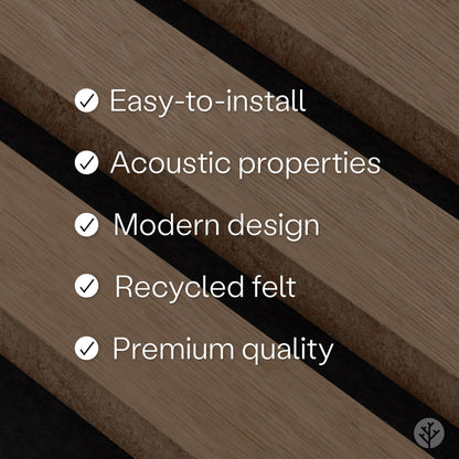 WVH Slatpanel Oak Natural Core – Acoustic 3D Textured Wood Panels for Walls & Ceilings | Decorative Panels for Homes, Offices & Studios | 2 x 47.24” x 12.6” | Real Wood Veneer, MDF, Felt