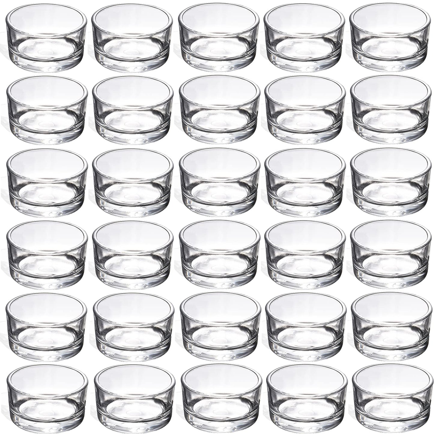 GOLDEAL 30 PCS Small Clear Glass Tealight Candle Holders,Tealight Holders Bulk Use for Weddings Parties Dinner,for 1.5" Tealight. as Well as Candle Mould…