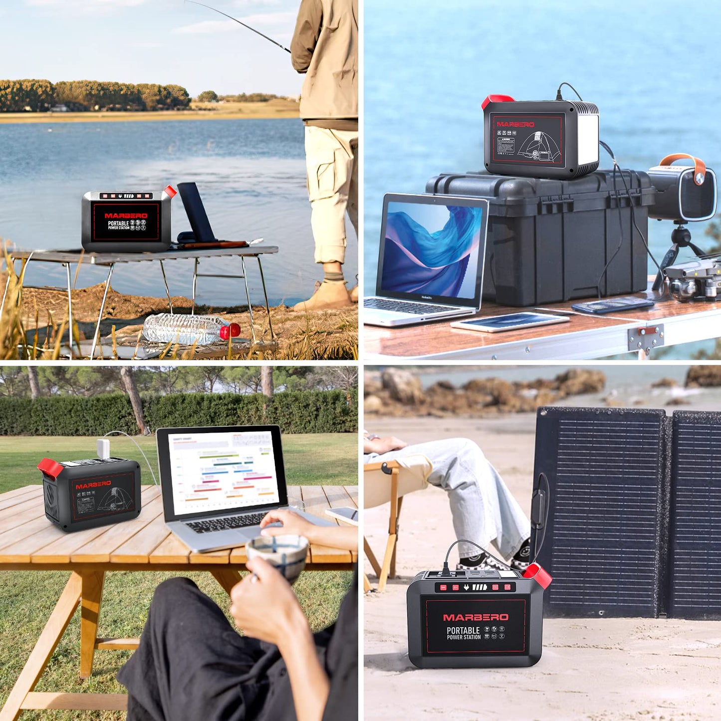 MARBERO Portable Power Station 88Wh Camping Lithium Battery Solar Generator Fast Charging with AC Outlet 120W Peak Power Bank(Solar Panel Optional) for Home Backup Outdoor Emergency RV Van Hunting