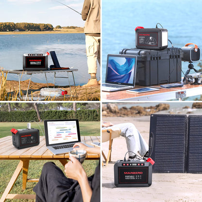 MARBERO Portable Power Station 88Wh Camping Lithium Battery Solar Generator Fast Charging with AC Outlet 120W Peak Power Bank(Solar Panel Optional) for Home Backup Outdoor Emergency RV Van Hunting