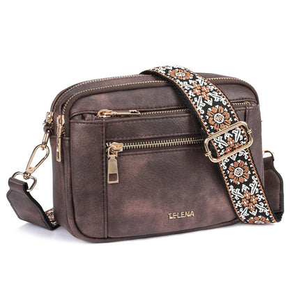Telena Small Crossbody Bags For Women Vegan Leather Crossbody Purse With Adjustable Wide Strap For Daily Life