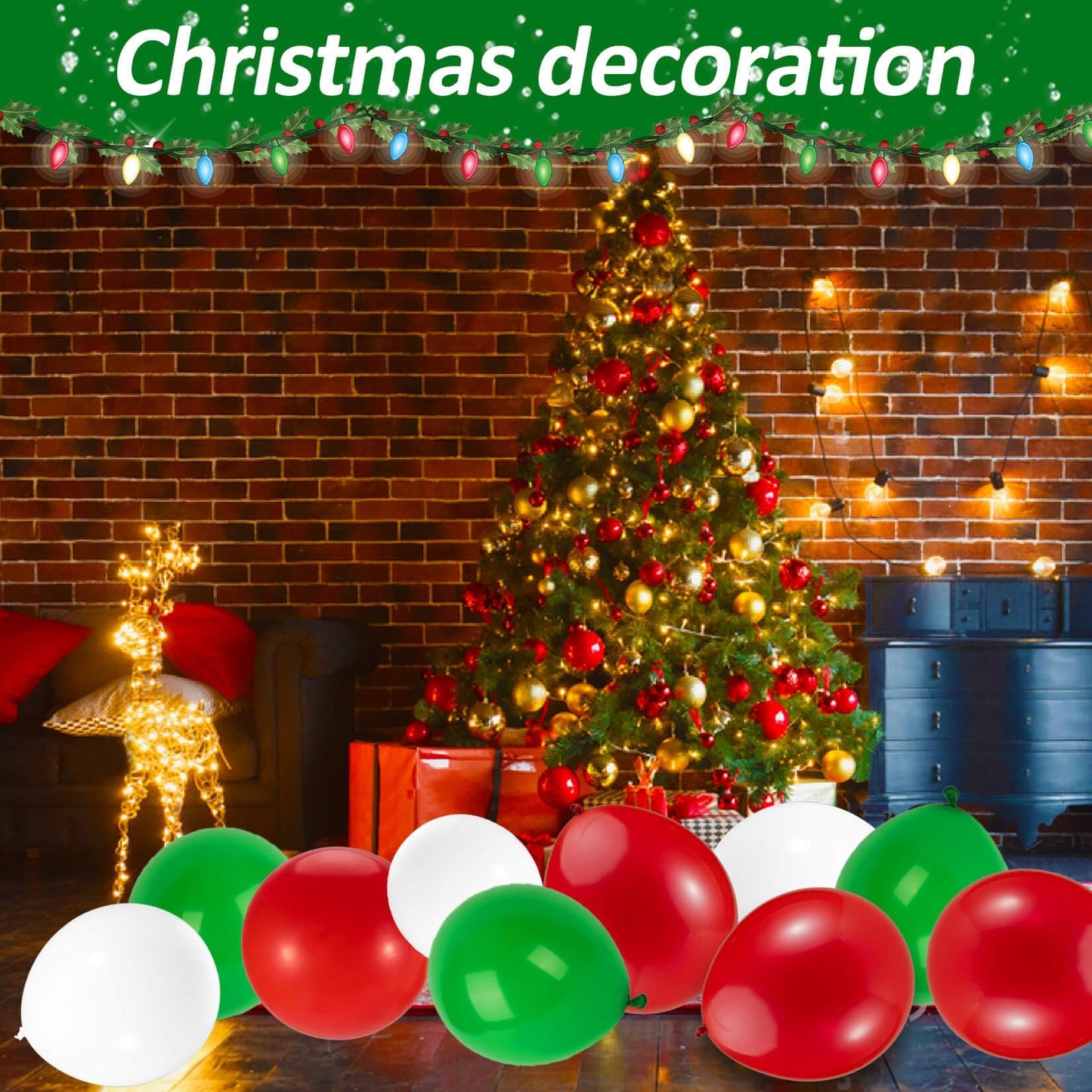 100PCS Christmas Balloons Garland Arch - MAQIHAN Xmas Red Green White Balloons Christmas Birthday Party Decorations Latex Balloons Globos Para Decoracion De Fiestas Tree Baloons Party Supplies 12 Inch