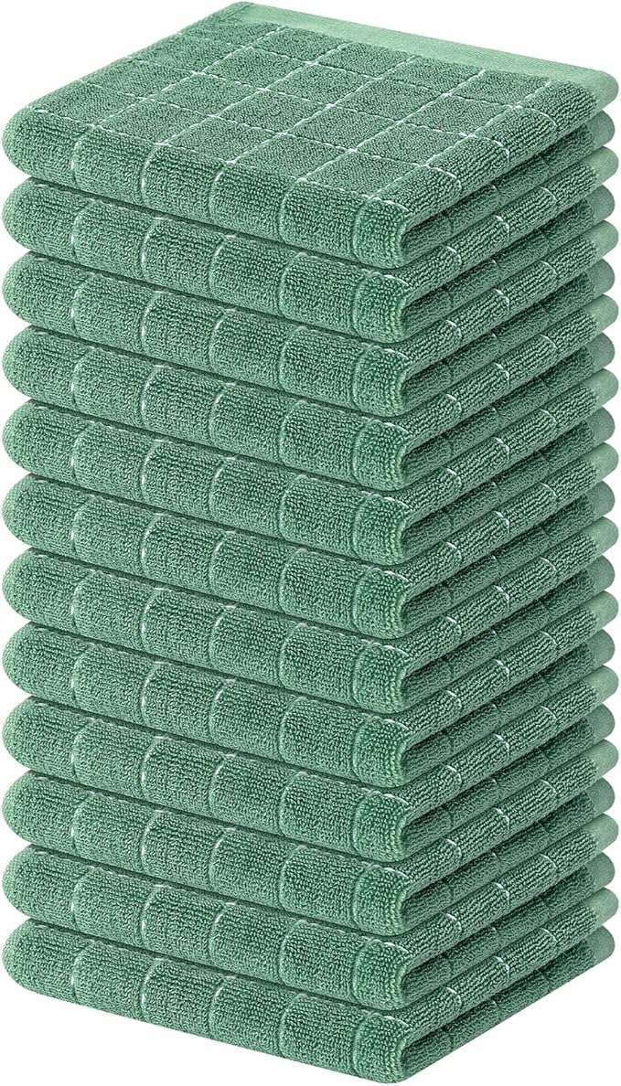 Mordimy 100% Cotton Terry Cloth Dish Cloths, Soft and Absorbent Checkered Dish