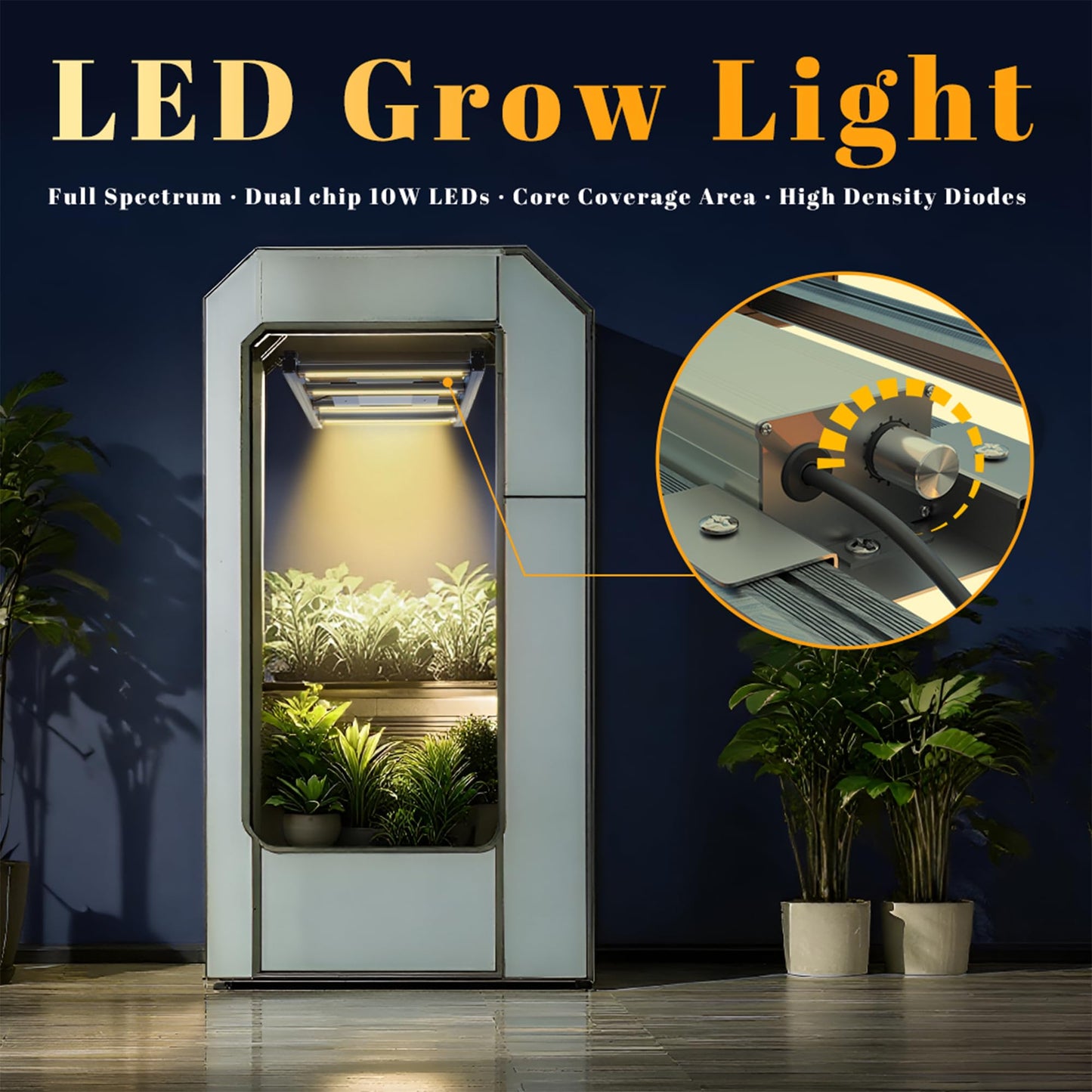 HHNMAHN 120W LED Grow Light Full Spectrum Dimmable for Indoor Plants,13x12.5Inch Hanging Growing Lamp with Adjustable Lanyard,2x2ft Coverage Waterproof Driver for Greenhouse Seedling Vegetable Flowers