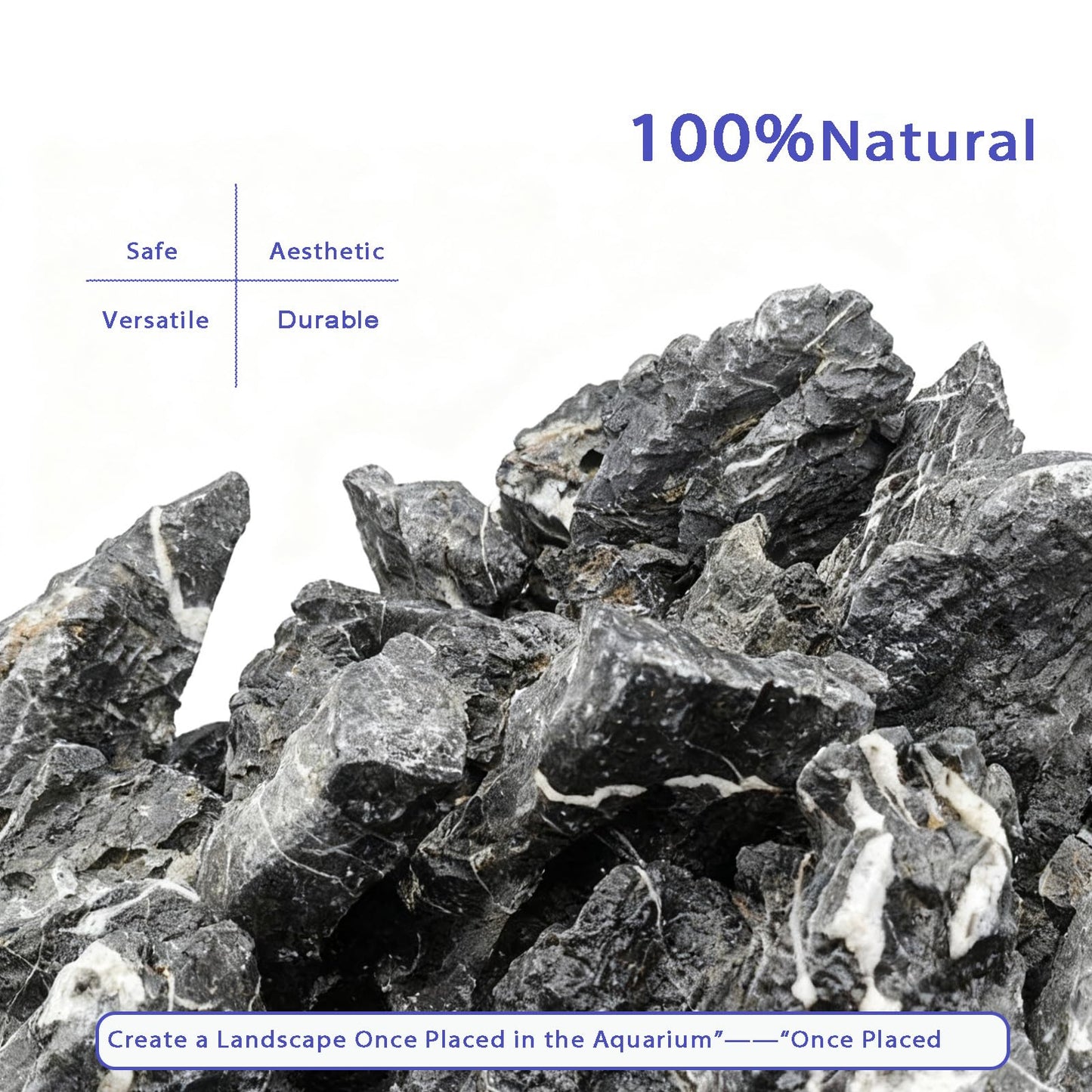 Kecilke Aquarium Rocks Seiryu Stone 2-4 Inches Natural Rocks 5lb Fish Tank Rocks for Aquariums,Tank Decoration,Landscaping & Amphibian Enclosures Paludariums