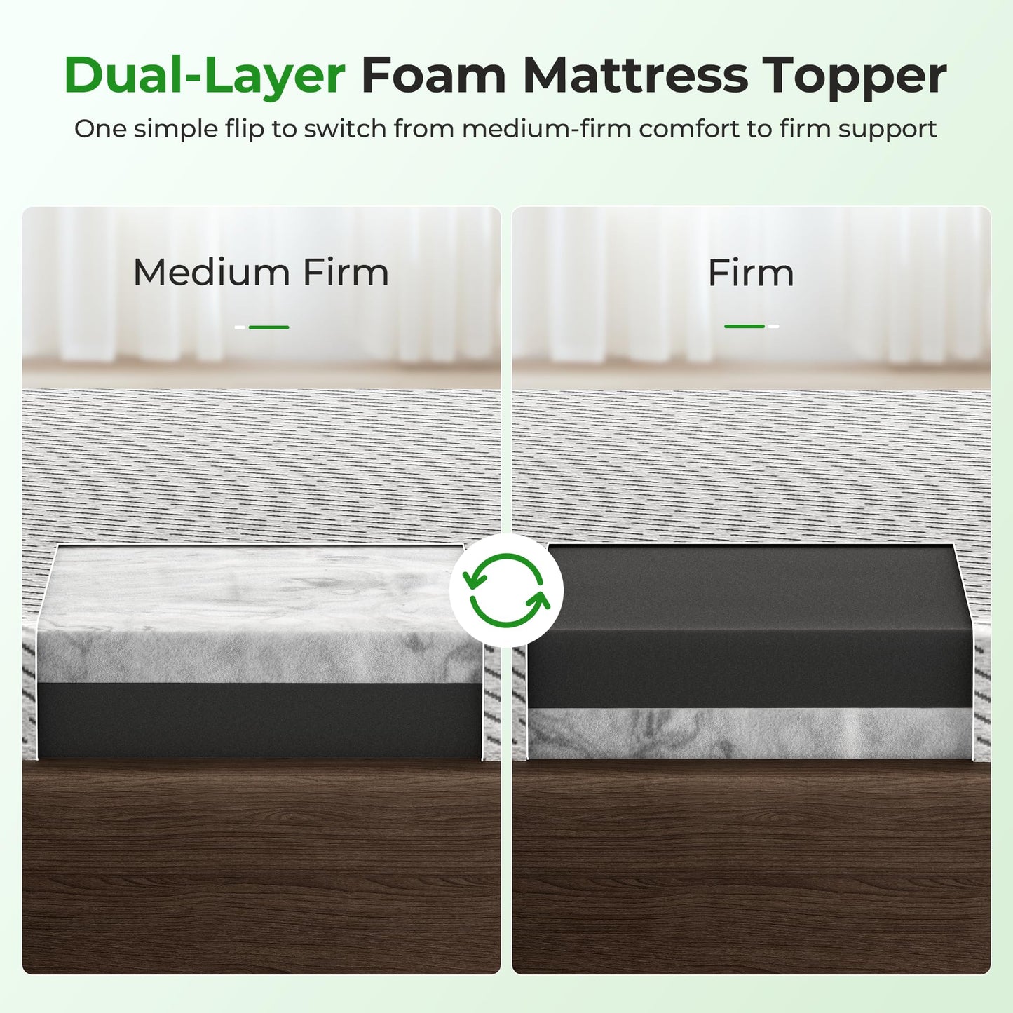 HOMRELEXA Bamboo Mattress Topper Twin XL Size 2 Inch, Cooling Gel & Bamboo Charcoal Memory Foam Mattress Topper for Back Pain Relief, Firm Dual-Layer Foam Bed Pad with Removable Cover College Dorm