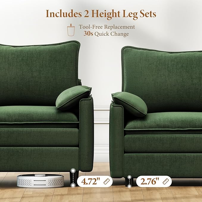 Vesgantti 101" V-Shaped Corner Couch Sectional, 7 Seat Customizable Modular