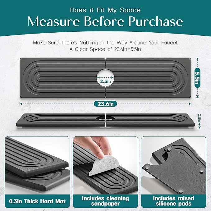 Large Faucet Mat for Kitchen Sink
