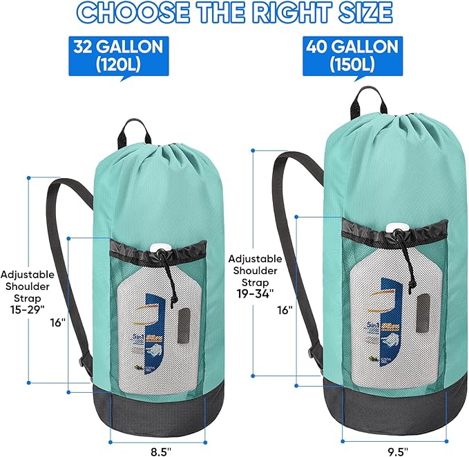 BALEINE 120L Laundry Bag Backpack, 900D Oxford Fabric Large Travel Laundry Bags