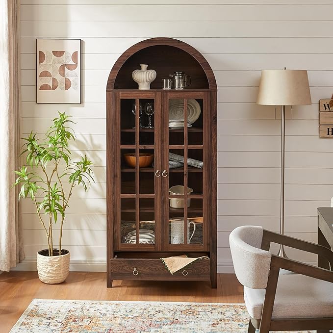 RowyPoey Farmhouse Arched Cabinet