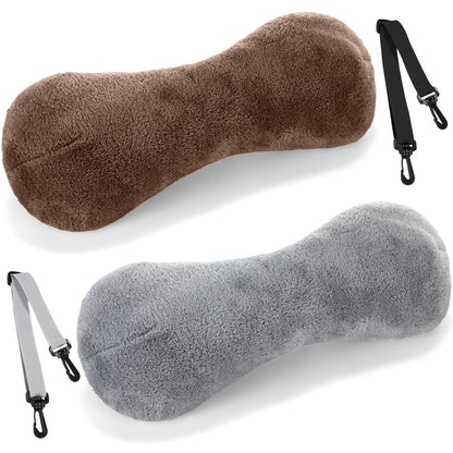 1 Pc Neck Pillow for Recliner Headrest Pillow Bone Shaped Chair Plush with Adjustable Strap Neck Support and Pain Relief Curve Head Cushion for Car Travel Airplane (Grey)