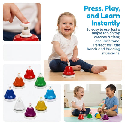 Noamus 8 Notes Desk Bells, Music Bell Percussion Instrument, Colorful Diatonic Metal Bells, Chromatic Musical Table Bell for Church Chorus Holiday Party Supplies Birthday Gift