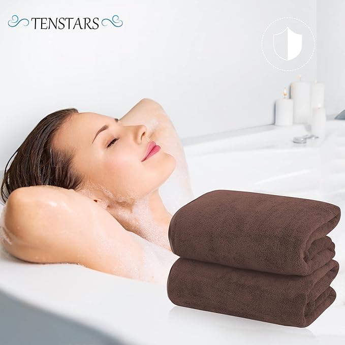 TENSTARS Silk Hemming Bath Towels