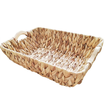 Water Hyacinth Wicker Storage Basket, Rectangular