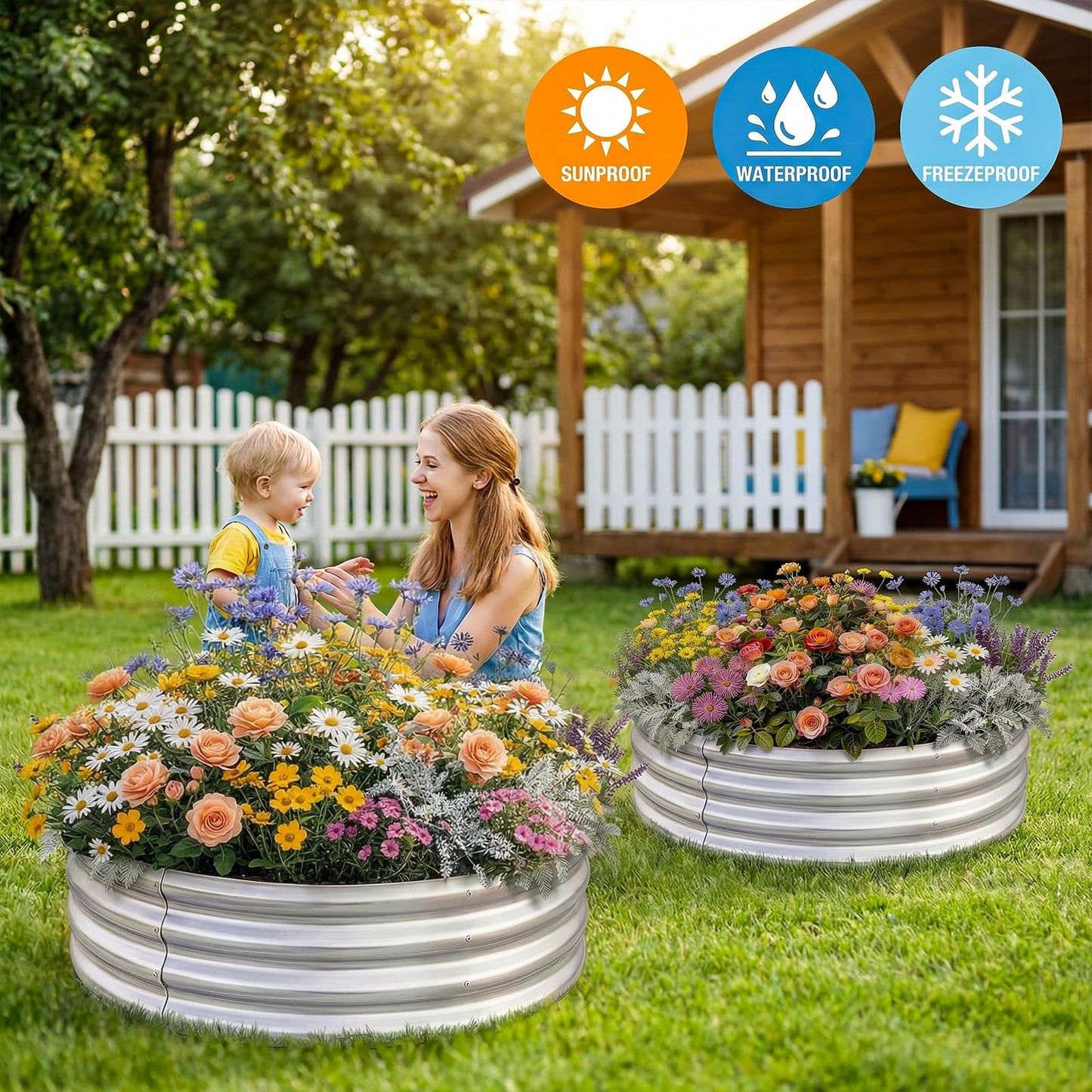 Land Guard Galvanized Raised Garden Bed Kit, Round Large Metal Galvanized Planter Raised Garden Boxes Outdoor…