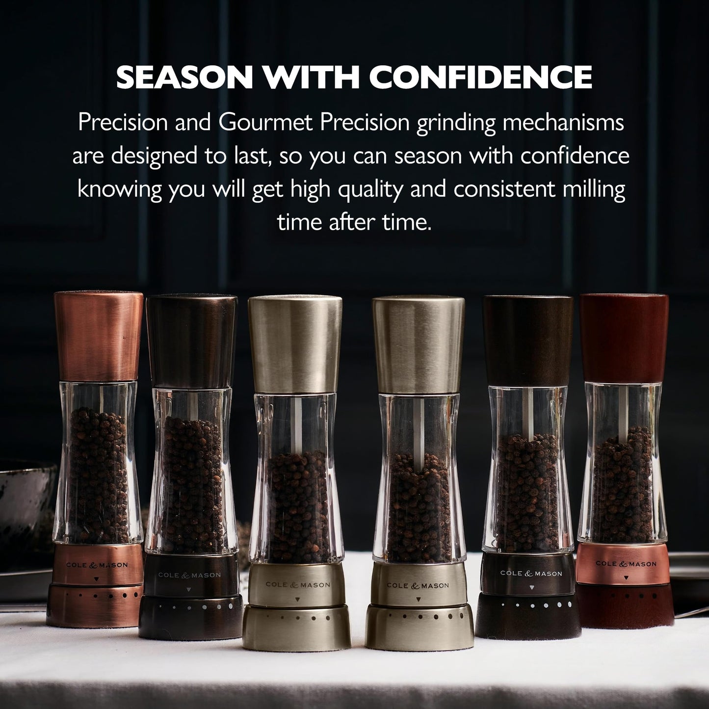 COLE & MASON Derwent Salt Grinder - Gunmetal Mill Includes Gourmet Precision Mechanism and Premium Sea Salt