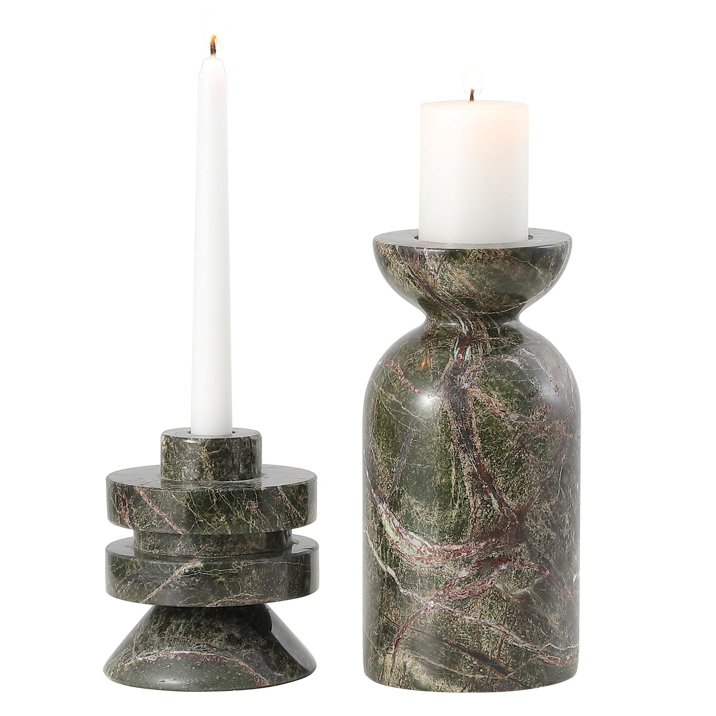 SAFAVIEH Home Collection Thea Green & Red Candle Holder Set of 2 (Fully Assembled)