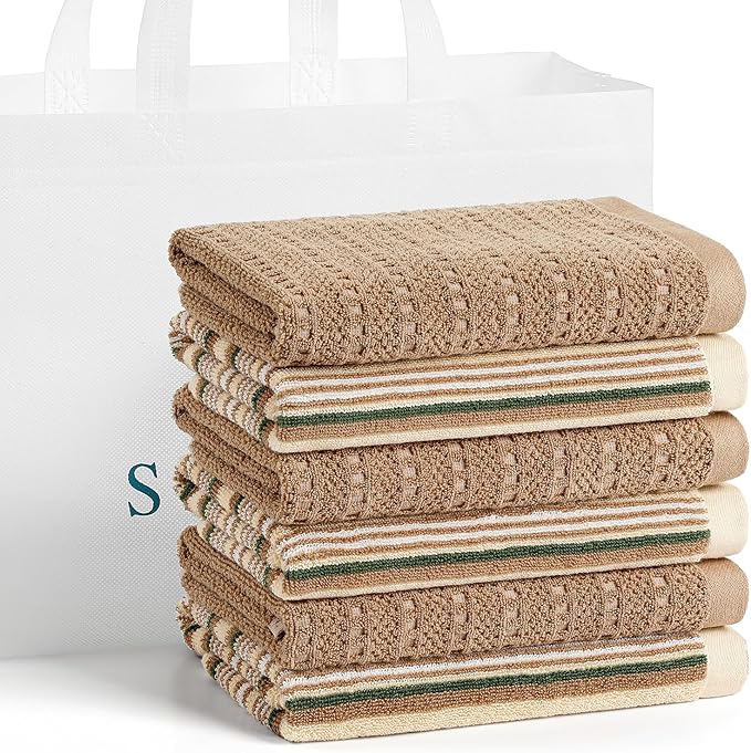 Kitchen Dish Towels for Drying Dishes, Large Cotton Kitchen Towels, Stripped