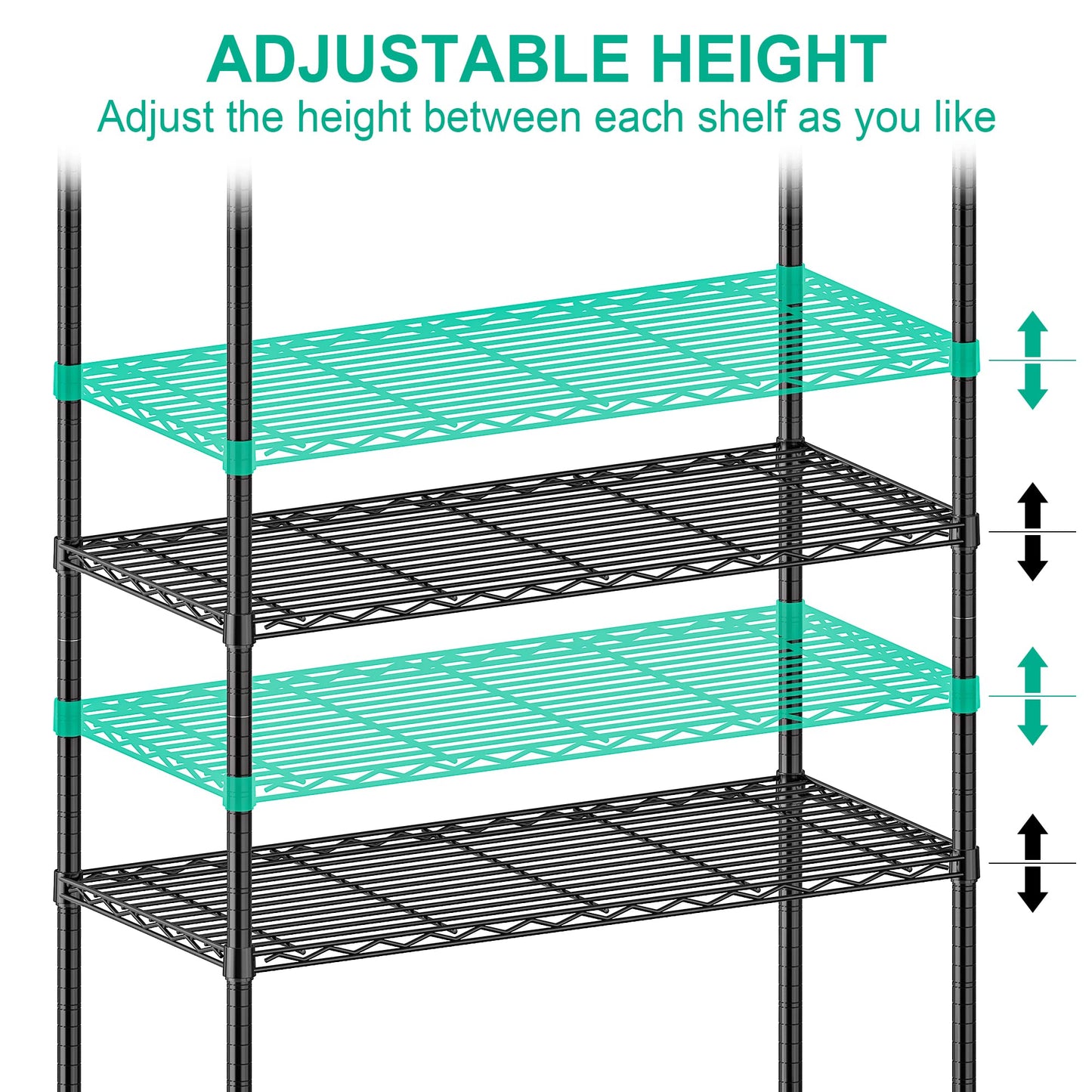 Folews 5 Tier Storage Shelves with Shelf Liner, Metal Shelves for Storage Adjustable Wire Shelving Unit Storage Shelf Organizer for Kitchen Pantry