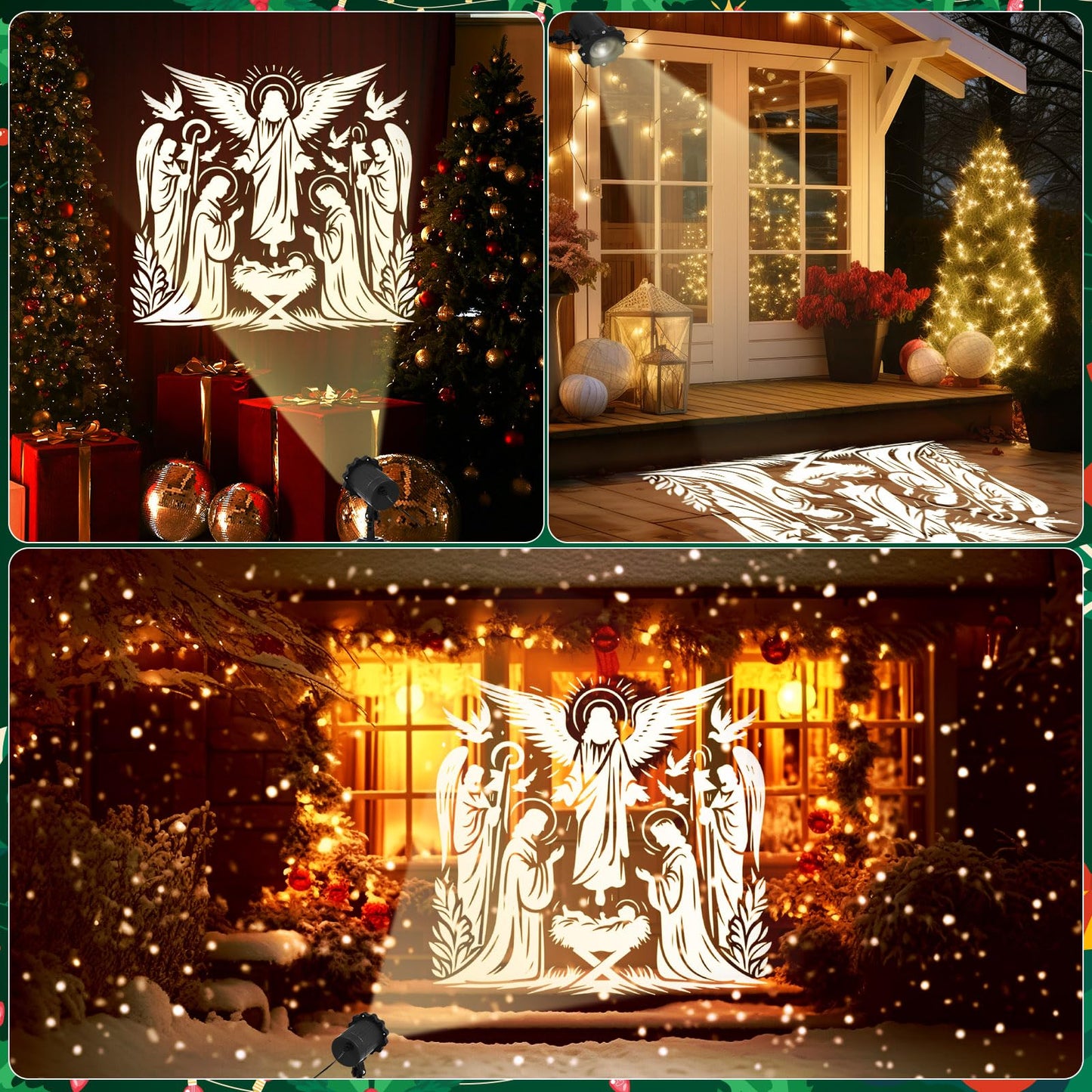 Treela Nativity Projector Lights Outdoor Indoor Dynamic Christmas Christian Decoration Outside LED Landscape Lamp for Holiday Halloween Garden Supplies