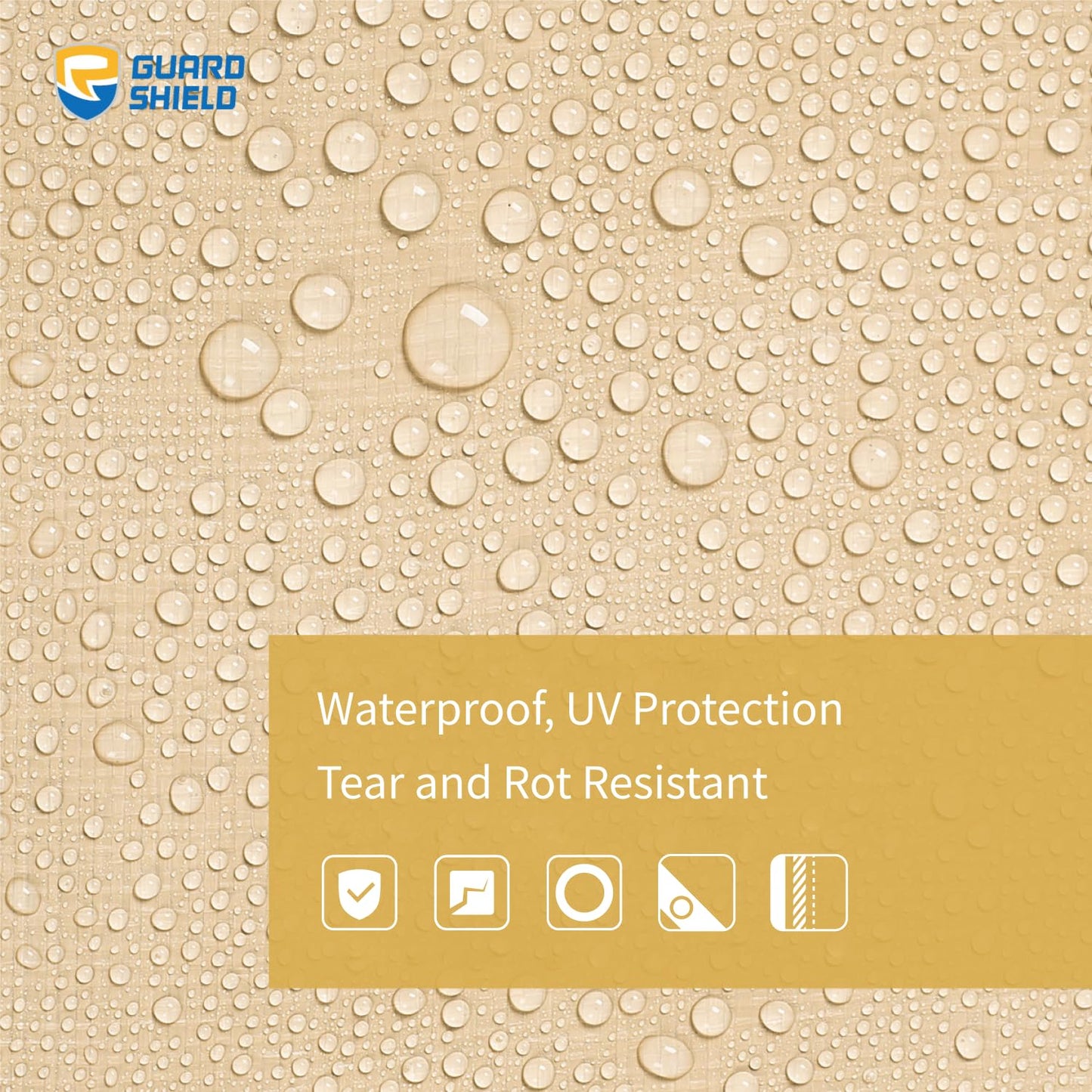 GUARD SHIELD Beige Tarp Heavy Duty Waterproof 20x40 Feet Outdoor Poly Tarps Cover Square Thick UV Resistant Canopy Tarpaulin with Grommets 10mil