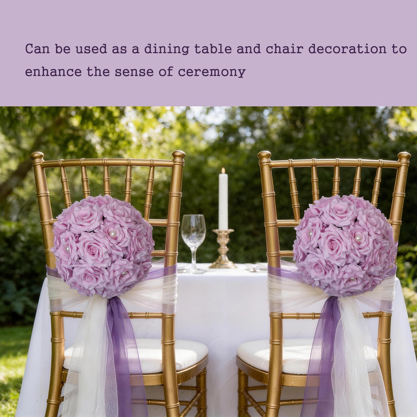 BloomTrend Flower Centerpieces for Wedding Tables: 2 Pcs 9.5 inch Diameter Pearl Inlaid Purple Silk Rose Artificial Flower Ball for Weddings Party Birthday Bridal Shower Decorations
