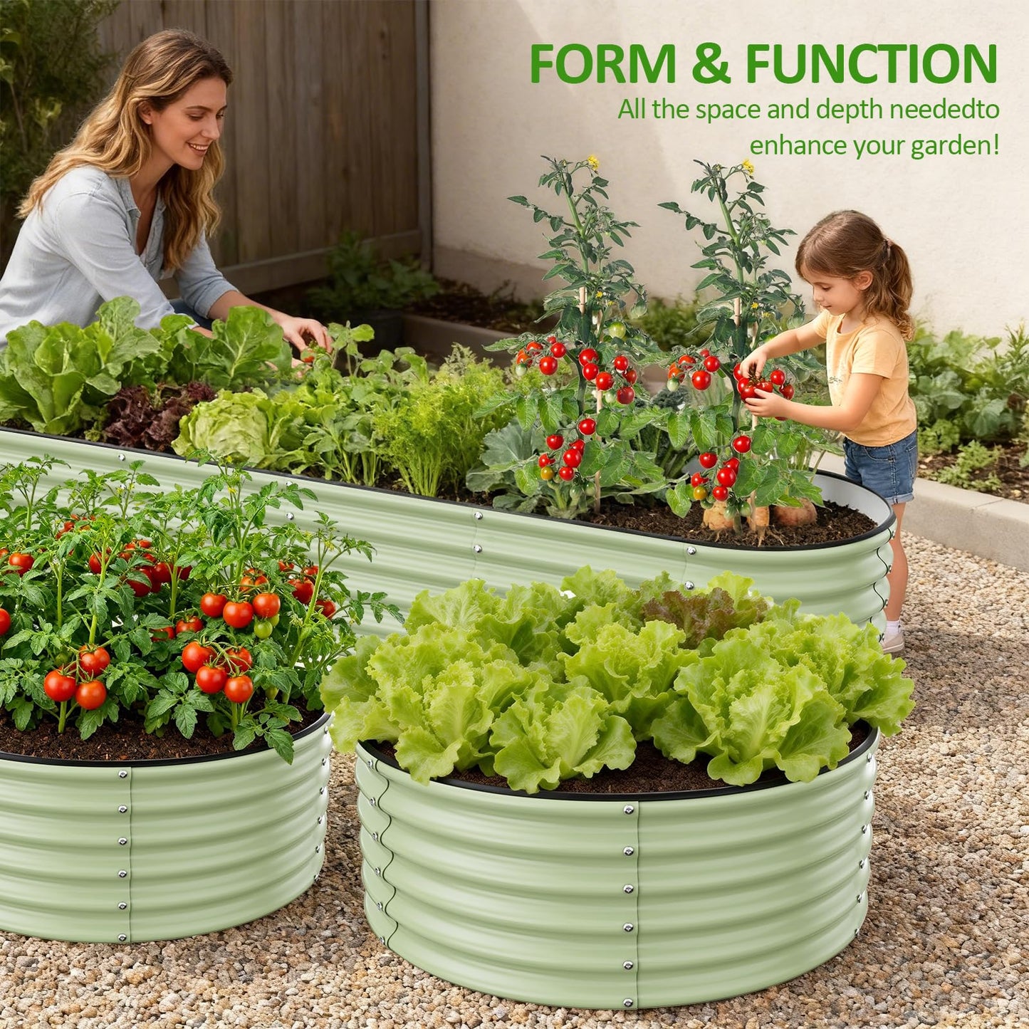 Gruper Galvanized Raised Garden Bed, 3.5ft x 17'' Tall Round Metal Planter Raised Garden Boxes Outdoor for Vegetable Fruits Flower Herb, Anti-Rust and Sturdy & Easy-Setup