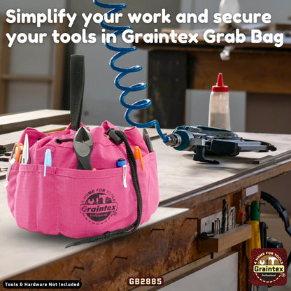 Graintex 18 Pockets Grab Bag Rip-stop Canvas Drawstring Closure, Small Part Organizer Pouch, Small Tools, Screws, Parts, Parachute Tool Bag for Efficient Storage - Pink