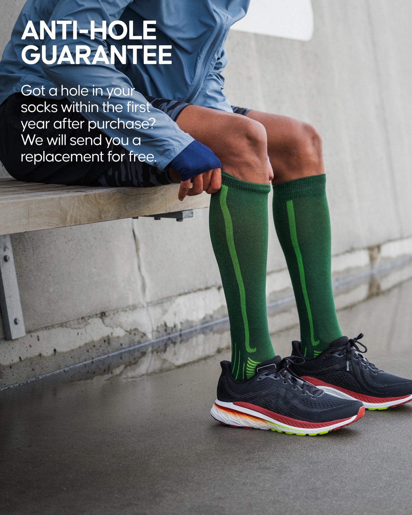 DANISH ENDURANCE Running Compression Socks, Flight Socks, 21-26mmHg, for Men & Women, Unisex, 2 Pack, Black/Grey, 43-47