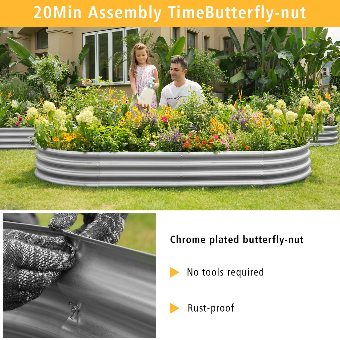 Gardeal Garden 6x3x1ft Galvanized Raised Garden Bed Kit - Metal Planter Boxes for Vegetables/Herbs/Flowers, Heavy-Duty Steel Outdoor Garden Box with Reinforced Edges(6X3X1FT)