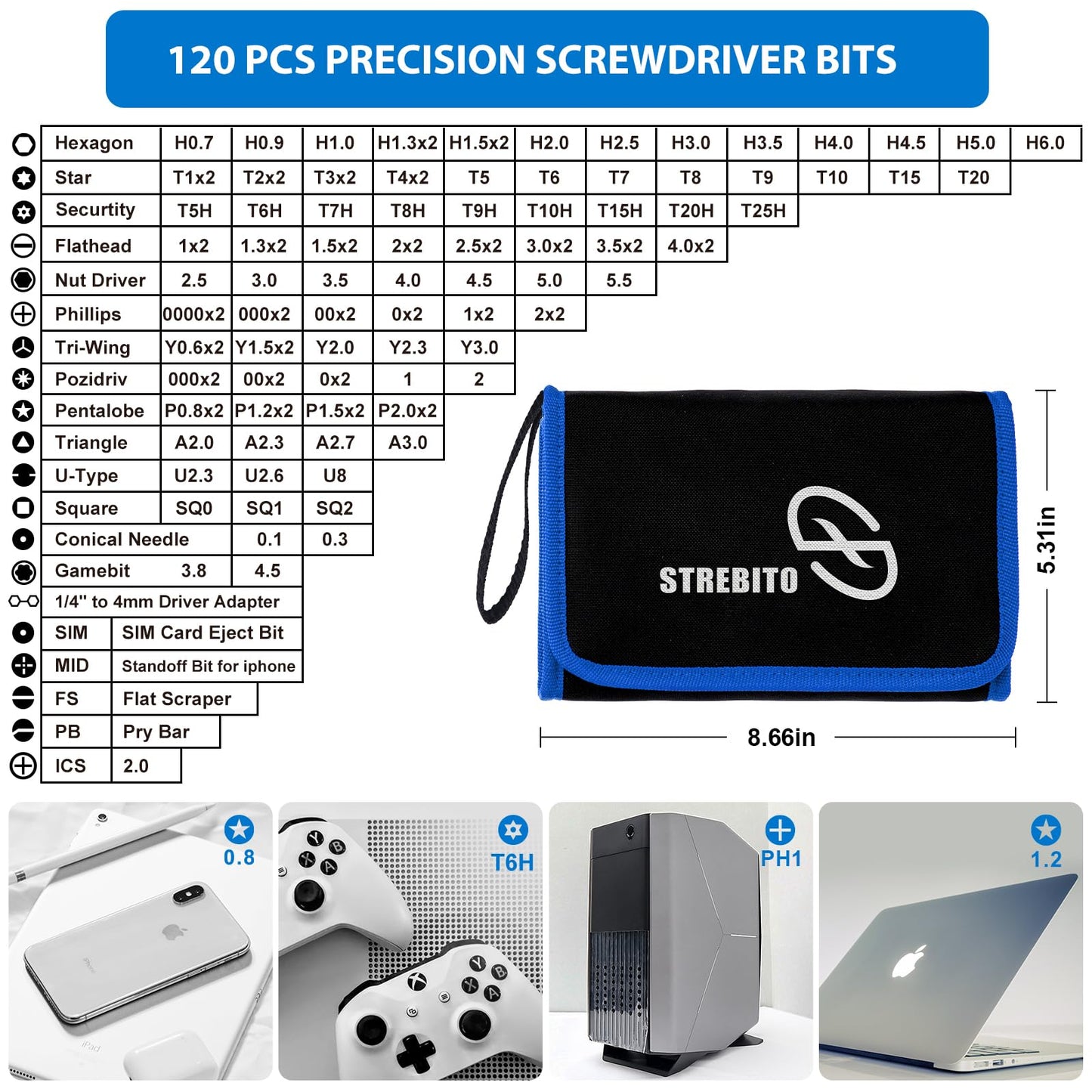 STREBITO Electronics Precision Screwdriver Sets 142-Piece with 120 Bits Magnetic Repair Tool Kit for iPhone, MacBook, Computer, Laptop, PC, Tablet, PS4, Xbox, Nintendo, Game Console