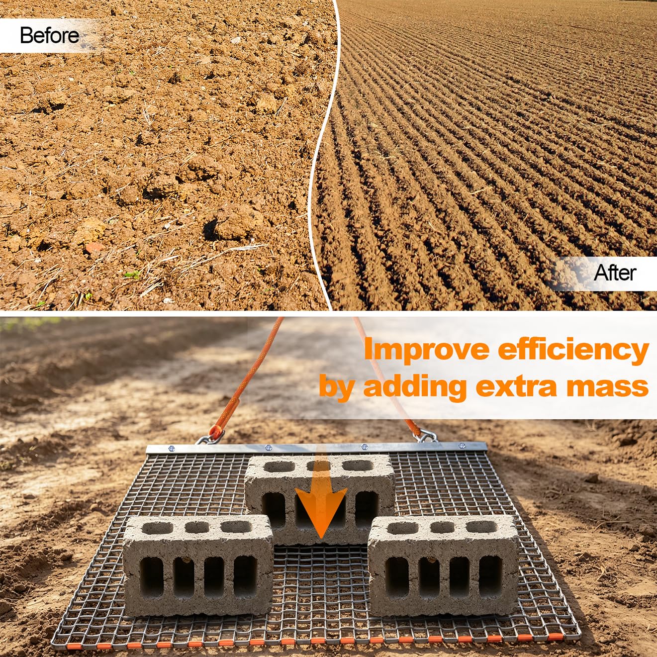 Umisu 3' x 3' Heavy Duty Drag Mat – Pre-Assembled Zinc & Steel Mesh Field Leveling Mat for ATV/UTV, Lawn, Gravel Driveway, Garden & Soil Aeration – Rust-Resistant Tow-Behind Ground Leveler
