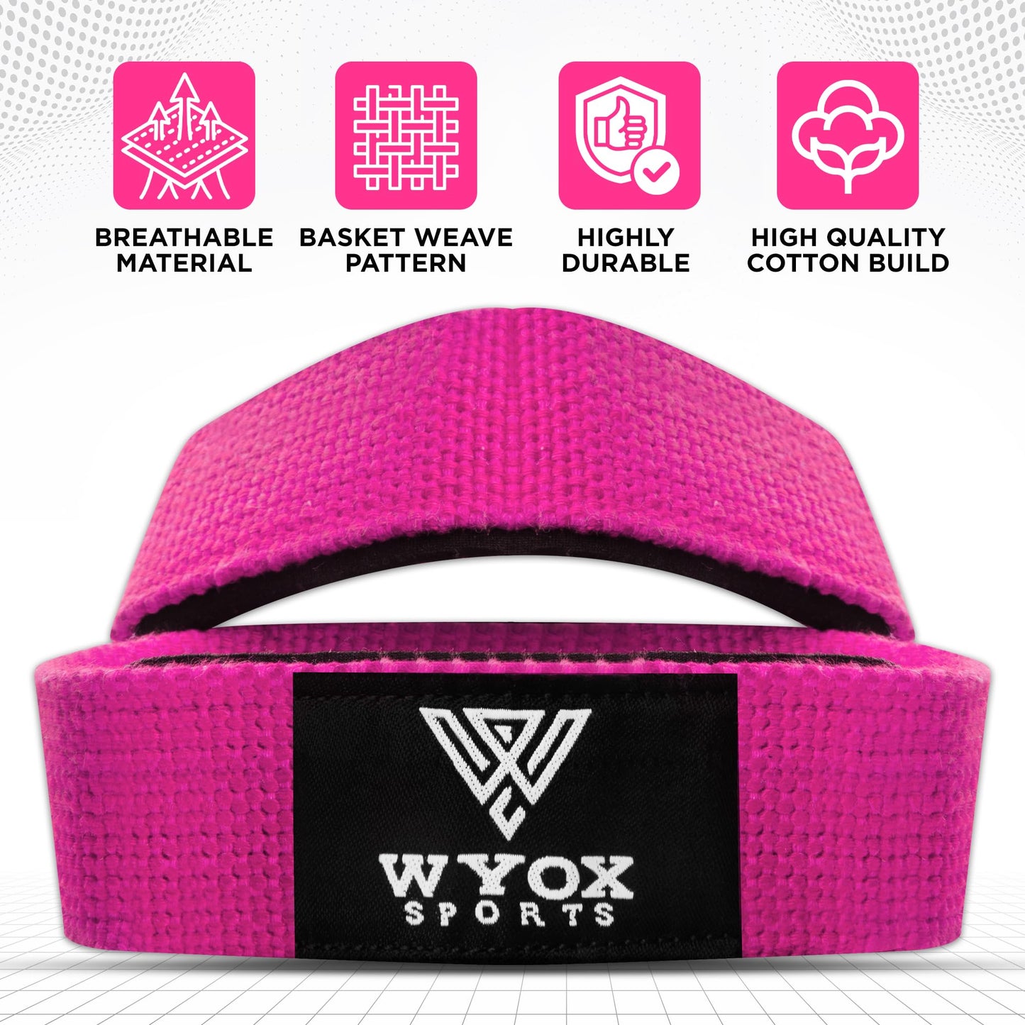 WYOX Figure 8 Weight Lifting Straps for Weightlifting Heavy Duty Deadlifting Workout Straps | Wrist Wraps Gym Equipment Gear Men Women PAIR (Pink, Standard)