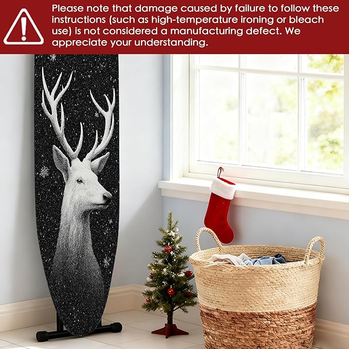Nuxovilar Ironing Board Covers Winter Deer Sketch Pattern Polyester 15x54 Inches