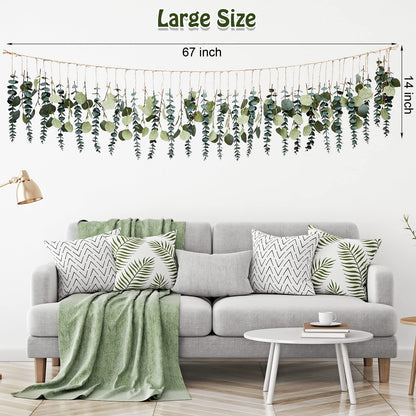 Juexica Artificial Hanging Eucalyptus Wall Decor Boho Bedroom Wall Decor with LED String Light for Home Office Farmhouse Nursery Bathroom Kitchen