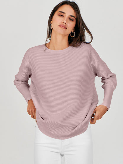 ANRABESS Womens Oversized Batwing Long Sleeve Ribbed Knit Sweaters 2025 Fall Outfits
