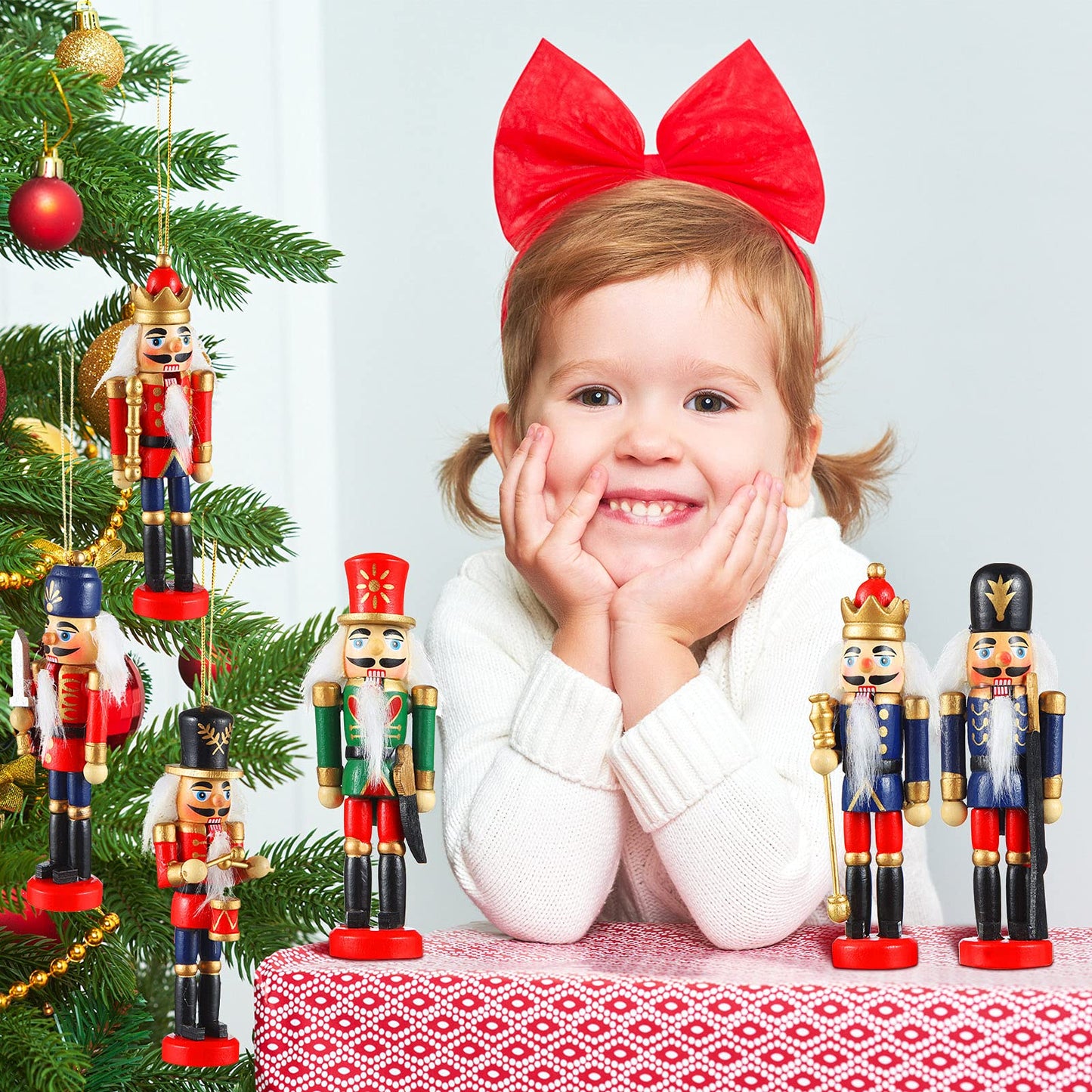 Aoriher 12 Pcs Christmas Nutcracker Ornament Small Wooden Soldier Hanging Decorations Nutcracker Figure Ornament for Christmas Tree Figure Decoration Gift