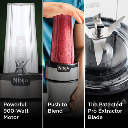 Ninja Fit Compact Personal Blender, Portable Blender for-Smoothies, Shakes, Food Prep, and Frozen Blending, 700-Watt Base, (2) 16-oz. Cups and Spout Lids, Black QB3001SS