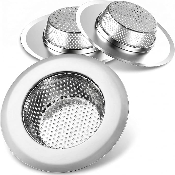 Helect 3-Pack Kitchen Sink Strainer, Stainless Steel Drain Filter