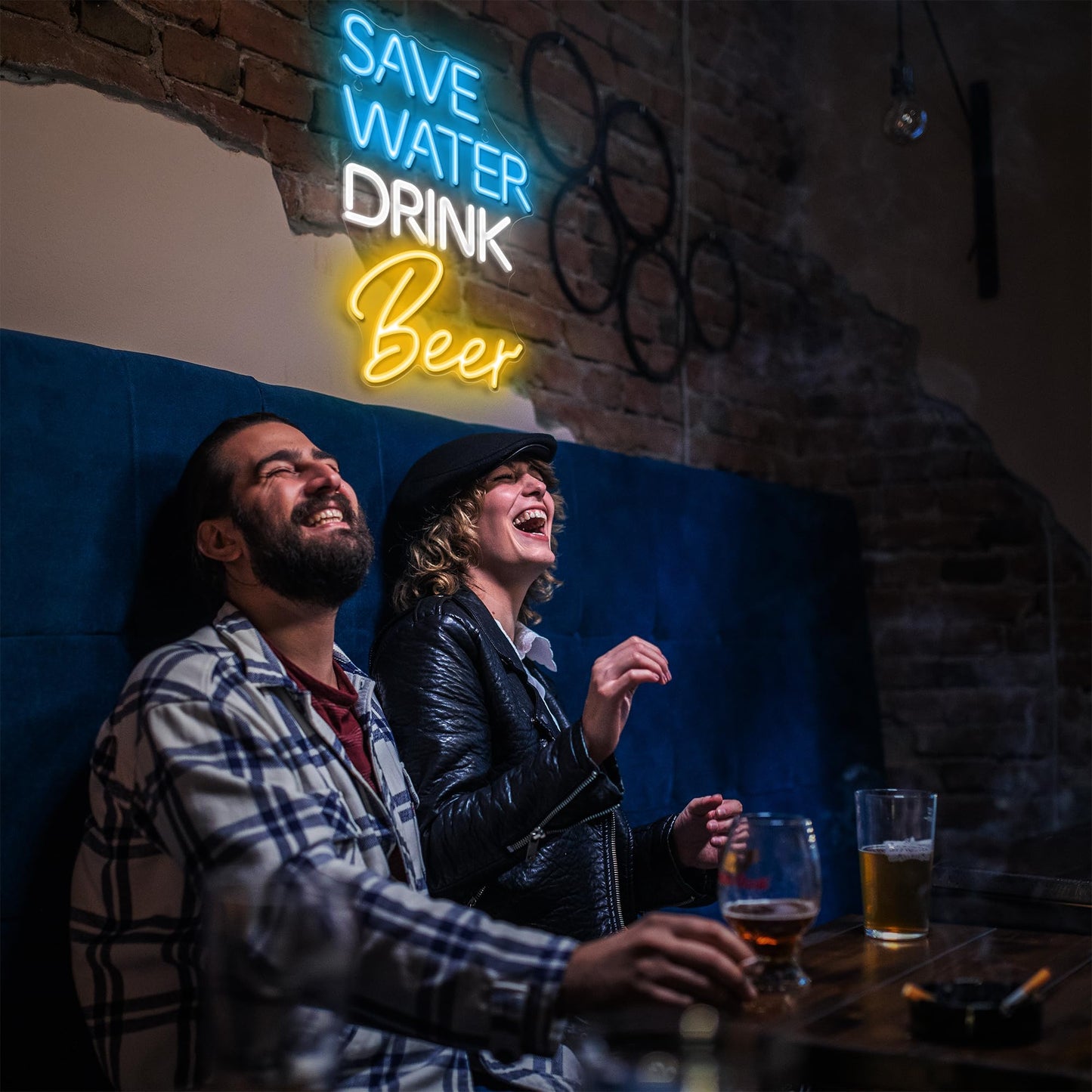 Kavaas Save Water Drink Beer Neon Sign, Neon Beer Signs for Man Cave, Home Bar, Pub, Wall Decor - Best Gifts for Beer Lovers, Birthday, Christmas