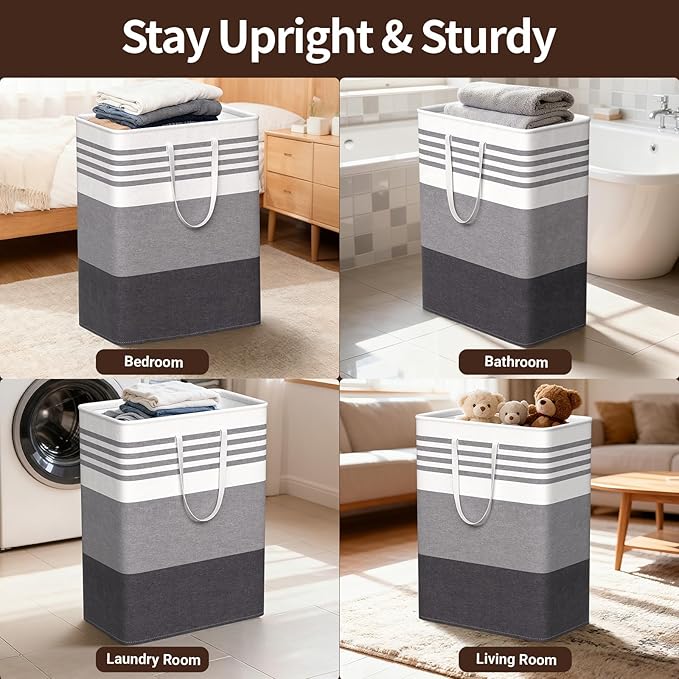 WOWBOX 2 Pack Laundry Hampers Baskets, Freestanding Dirty Clothes Hampers