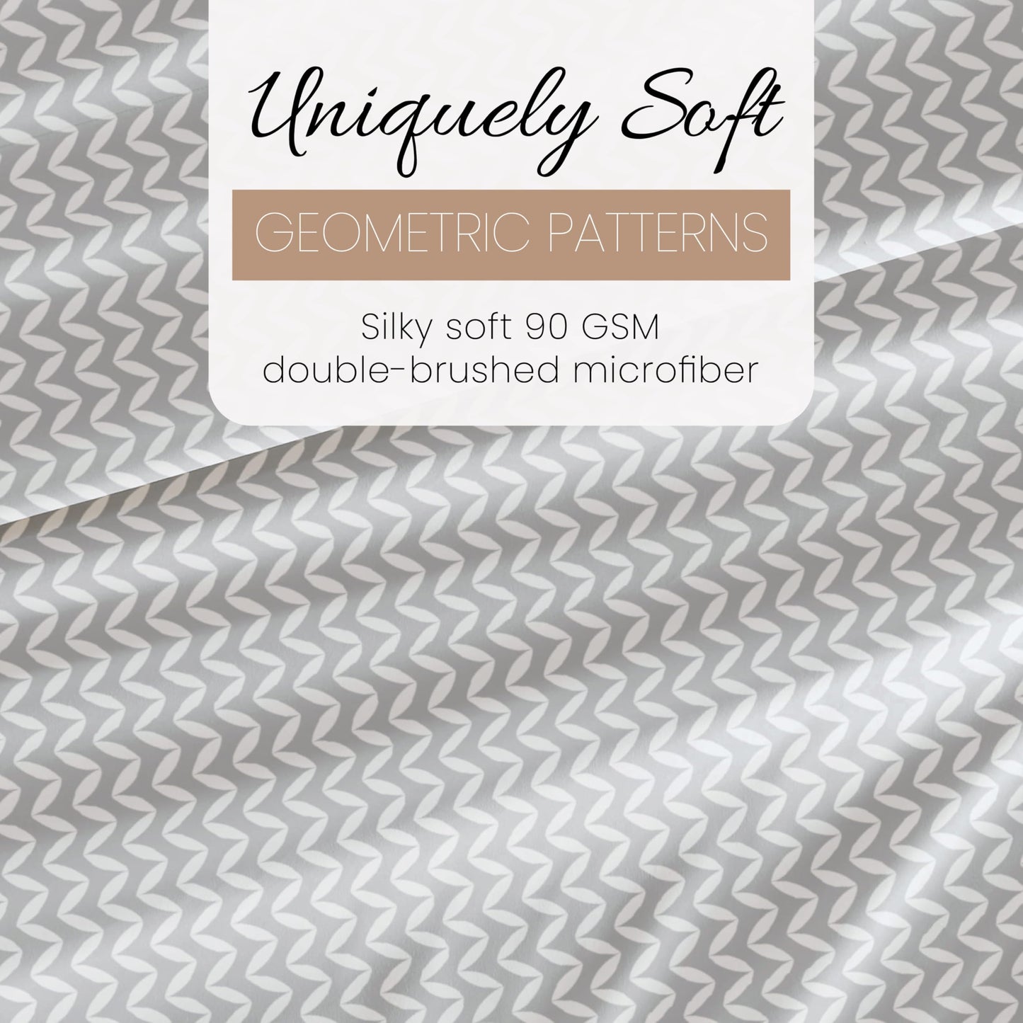 Linen Market Double-Brushed Patterned Microfiber King Sheet Set 4 Piece – Oeko-TEX Certified Ultra Soft & Wrinkle-Free - 16" Deep Pocket Sheets - Easy Care King Size - Puffed Chevron Light Gray