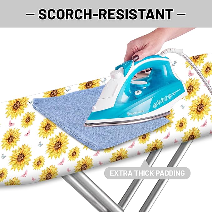 Extra Thick Ironing Board Cover and Pad, Summer Sunflowers 15x54 Ironing Board