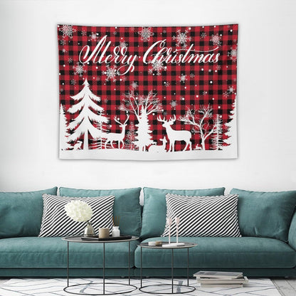 DDCBNS Christmas Reindeer Buffalo Plaid Hanging, Soft Xmas Tree Wall Art Home Decor for Bedroom, Living Room or Dorm 40" x 30"