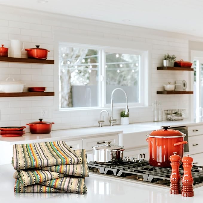 Urban Villa Kitchen Towels Beige Stripes Dish Towels