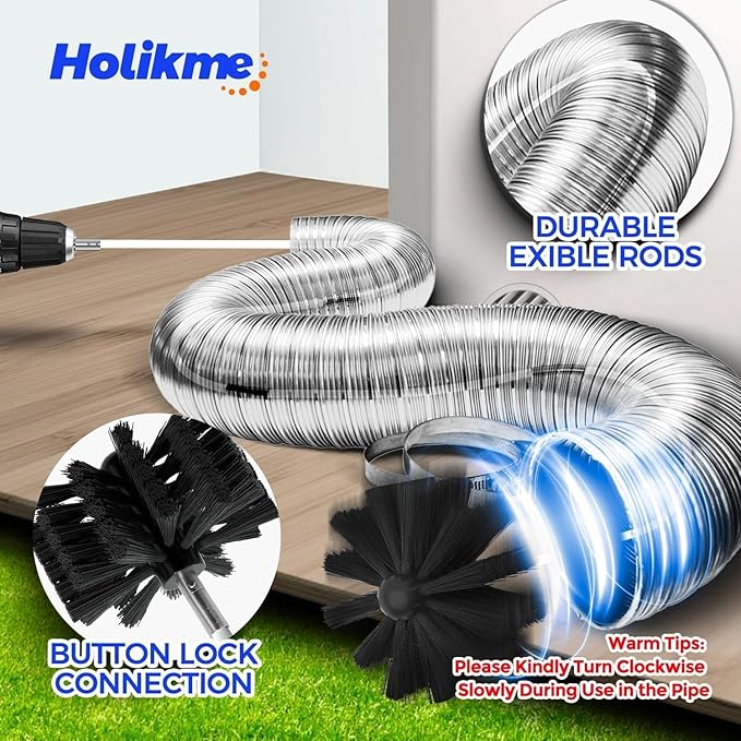 Holikme 20 Feet Dryer Vent Cleaner Kit, Flexible Lint Brush